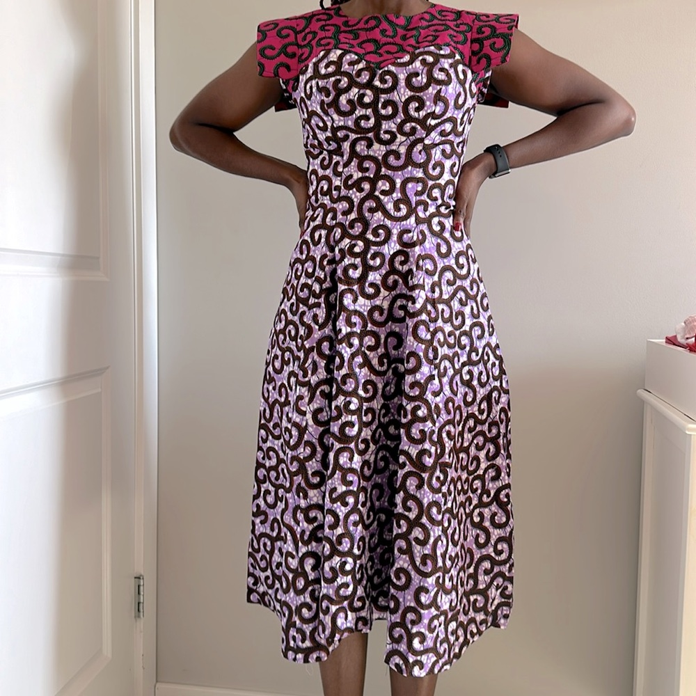 KENORIA Tulum midi Ankara print dress